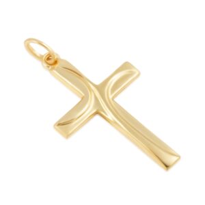 juliette collection 14k yellow gold embossed swirl cross religious pendant/charm for men and women