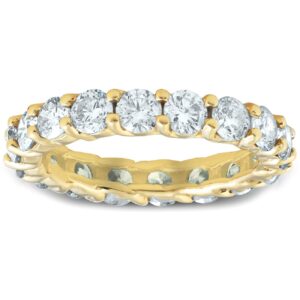 3Ct Diamond U Prong Eternity Ring Wedding Anniversary Band 14k Yellow Gold - Size 5