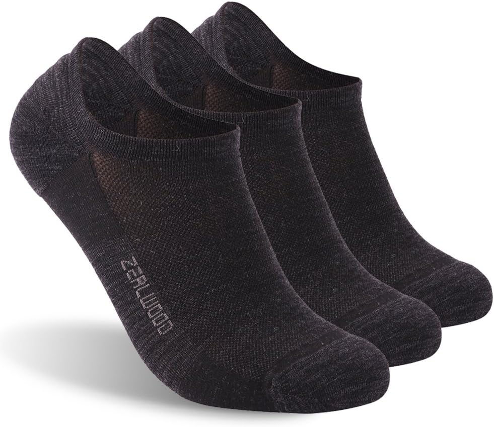 No Show Athletic Socks, ZEALWOOD Unisex Merino Wool Ultra-Light Running Tennis Golf Socks,1/3 Pairs