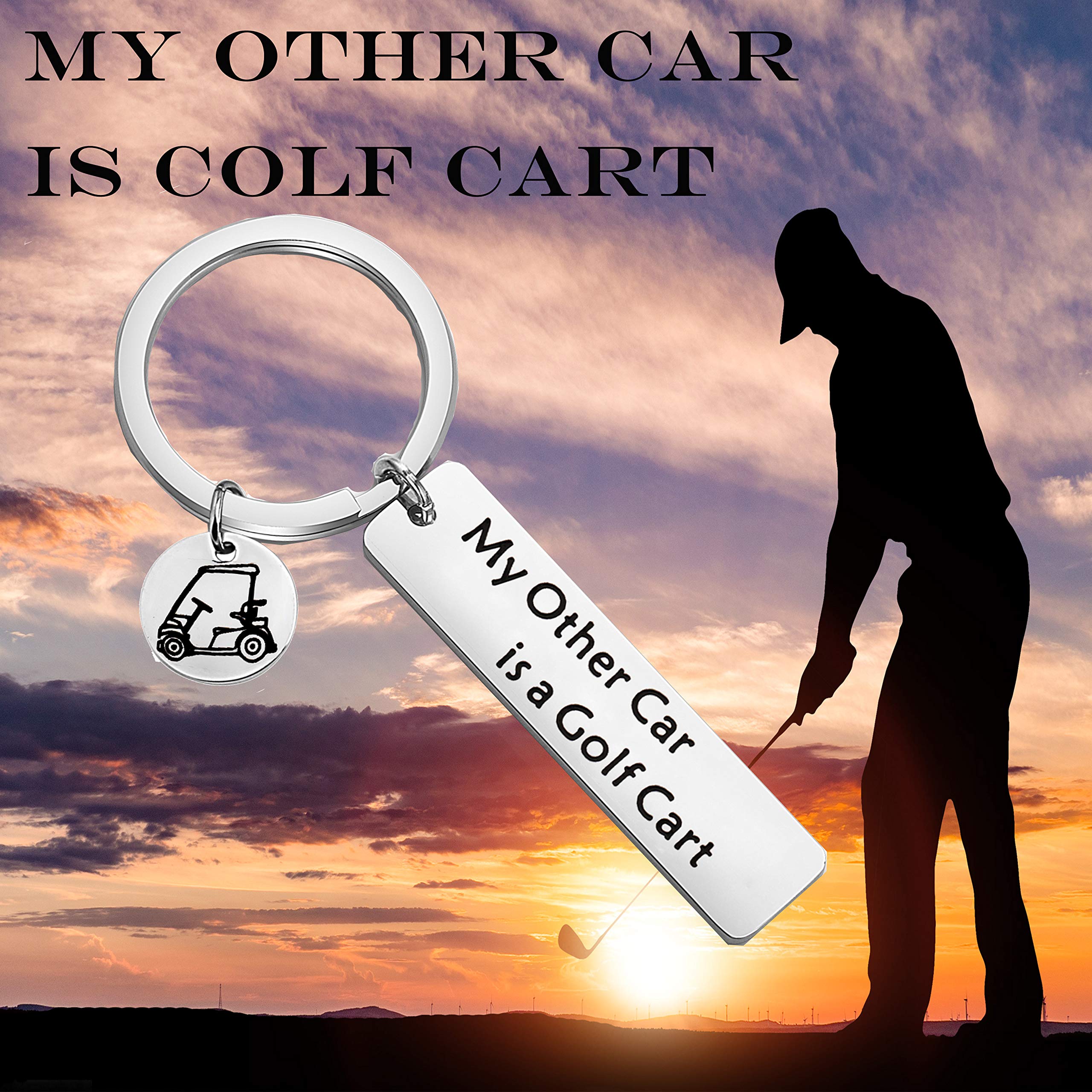 TGBJE Golf Lover Gift My Other Car Is A Golf Cart Keychain Gift For Golfers Golf Cart Keychain (Golf Cart)