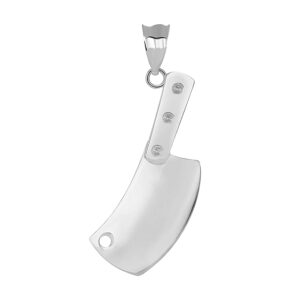 .925 Sterling Silver 1-1/4" x 3/8" Butcher’s Knife Meat Cleaver Pendant - Pendant Only