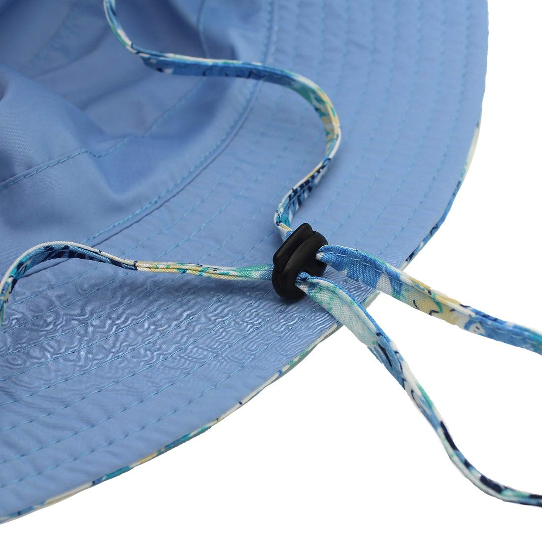 LLmoway Women Packable Sun Hat Lightweight Cotton Fishing Hiking Safari Bucket Hat with Strap Blue