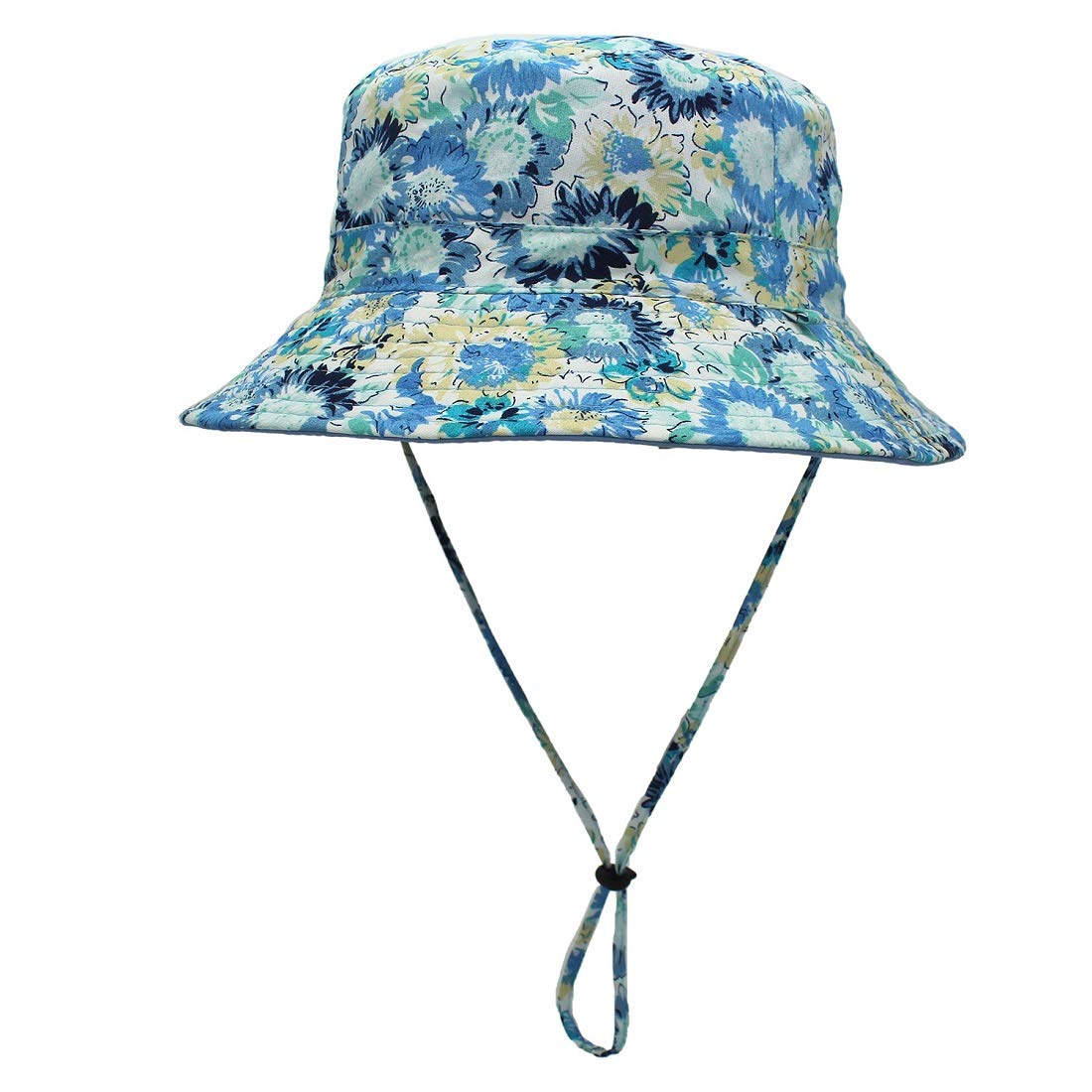 LLmoway Women Packable Sun Hat Lightweight Cotton Fishing Hiking Safari Bucket Hat with Strap Blue