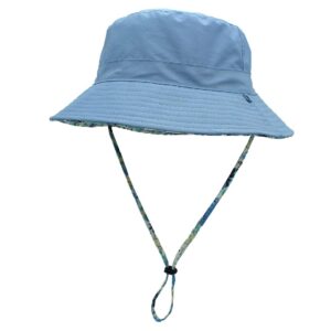 LLmoway Women Packable Sun Hat Lightweight Cotton Fishing Hiking Safari Bucket Hat with Strap Blue