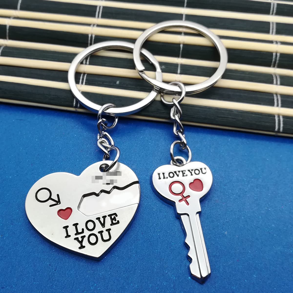 Nekoki 2pcs Couple Key Chain Ring Set-I LOVE YOU with Red Heart Keychains Set for Boyfriend Girlfriend and Best Friends,Valentine's Day Birthday Gifts Graduation Gifts-Love Heart Key Locks Lover Gift