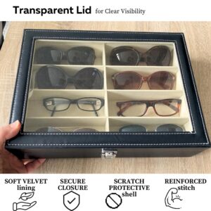 Evelots Eyeglass and Sunglasses Storage Organizer for Multiple Glasses, Closet Display Tray for Eyewear, Watches, and Jewelry - No-Scratch Storage Holder for Nightstand or Dresser