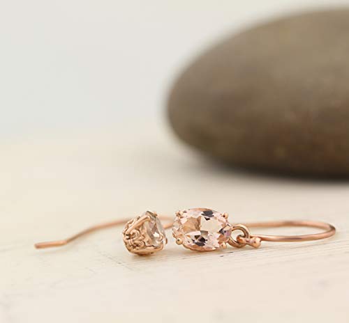 GNG Rose Gold -Plated Sterling Silver Genuine Morganite Fleur-de-lis Style French Wire Earrings 1.30 cttw 7X5MM Oval +USA Made (rose-gold-plated-silver, Natural Morganite)