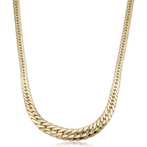 Kooljewelry 14k Yellow Gold Graduated Cuban Link Necklace (17.5 inch)