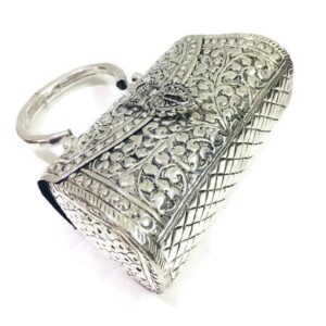 Indian Brass Clutch Silver white clutches Vintage Handmade Brass metal purse Hand clutch Handbag for women party Bride marriage clutch