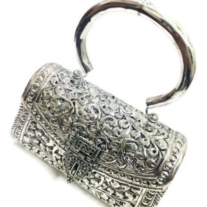 Indian Brass Clutch Silver white clutches Vintage Handmade Brass metal purse Hand clutch Handbag for women party Bride marriage clutch