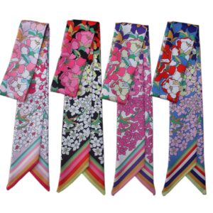 Uainhrt 4pcs Polychrome Small Flower Bag Handbag Handle Ribbon Scarf Hair Head Band Neck Scarf Neckerchief Scarf Fashion Gifts