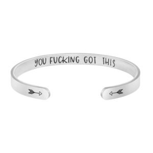 birthday gifts for women friend funny bracelets for women encouragement jewelry personalized engraved stainless steel cuff bracelet inspirational graduation gift for women trendy stocking stuff