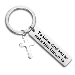 feelmem religious conversations keychain to know the god and make him known keychain bible verse jewelry christian gifts (silver)