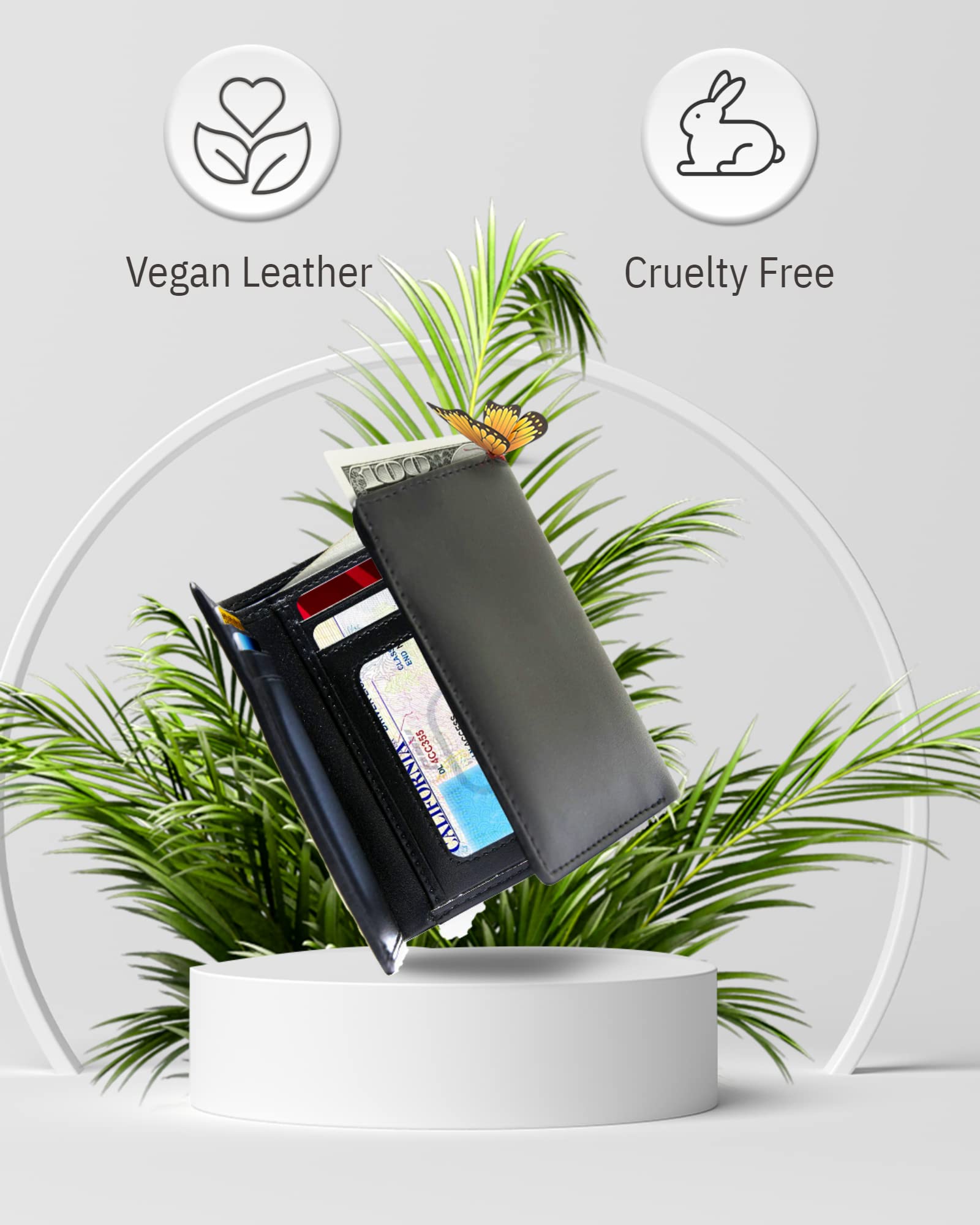 Access Denied Vegan Leather Trifold Wallets For Men - Cruelty Free Non Leather Mens Wallet With ID Window Holiday Gifts For Men