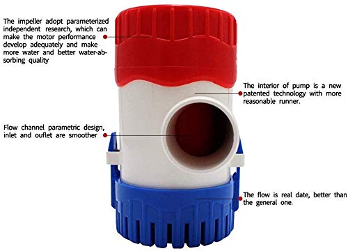 Submersible Boat Bilge Water Pump 12v 1100gph Non-Automatic Marine Electric Bilge Pump for Ponds, Pools, Spas Silent, Boat Caravan RV Submersible