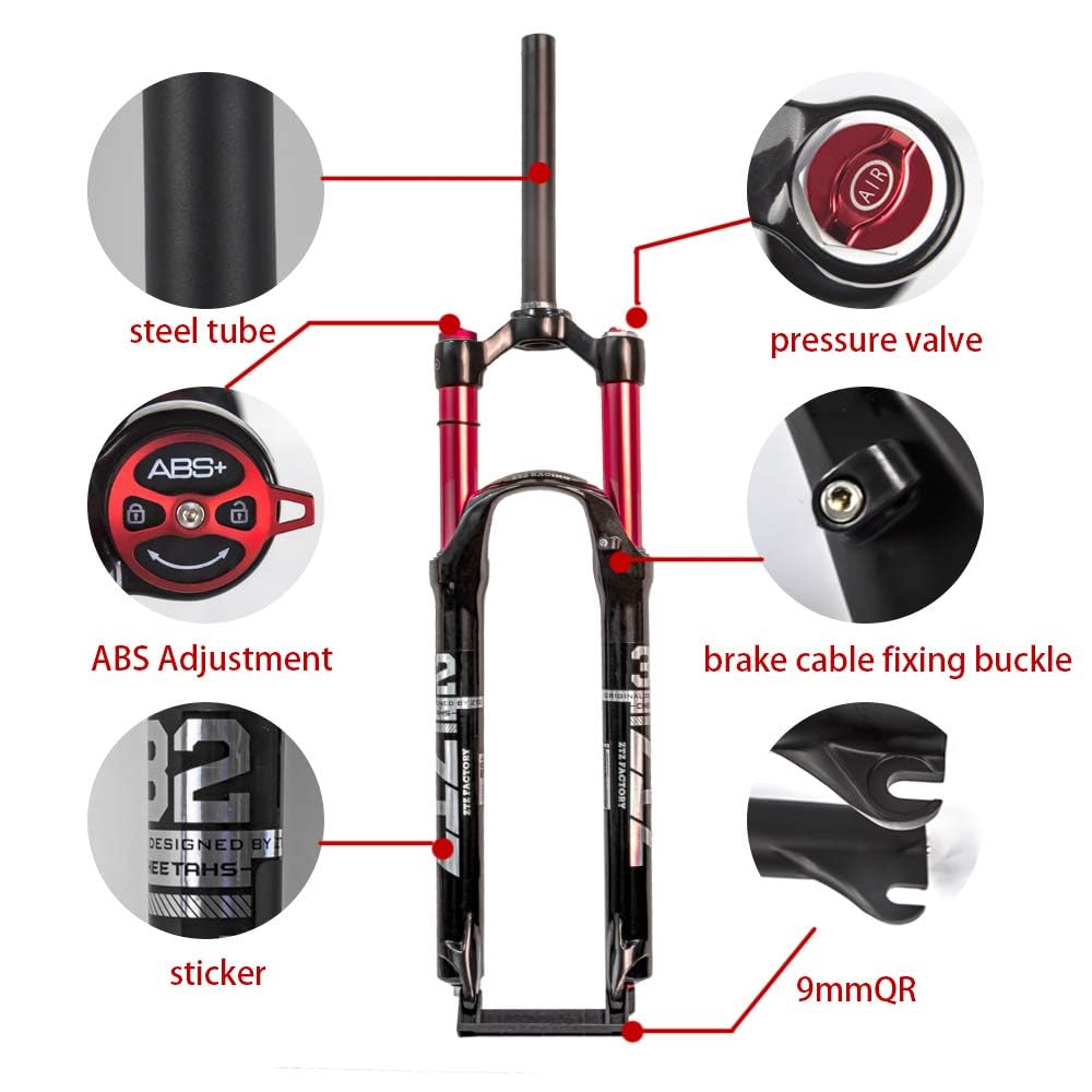 ZTZ 26/27.5/29 Inch Mountain Bike Front Fork,Dual Air Chamber Bike Suspension Fork, MTB Shock Absorber Air Fork