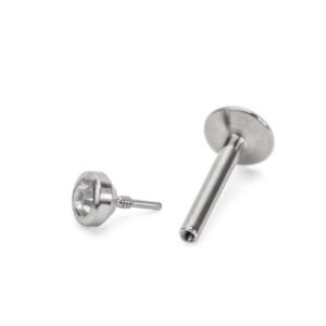 Painful Pleasures 20g Internally Threaded Labret Post with Crystal Jewel Top - Price per 1-6mm ~ 1/4"