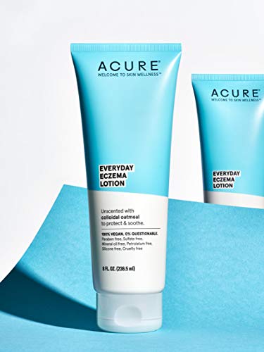 Acure Everyday Eczema Lotion - Daily Skin Protectant with 2% Colloidal Oatmeal for Sensitive, Easily Irritated Skin & Cocoa Butter for Moisturizing Dry Chapped Skin - 100% Vegan - Unscented, 8 Fl Oz