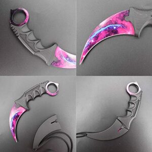 WeTop Karambit Knife, CS-GO for Hunting Camping Fishing and Field Survival, Stainless Steel Fixed Blade Tactical Knife with Sheath and Cord (Purple Star).