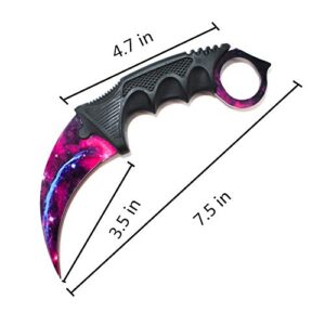 WeTop Karambit Knife, CS-GO for Hunting Camping Fishing and Field Survival, Stainless Steel Fixed Blade Tactical Knife with Sheath and Cord (Purple Star).