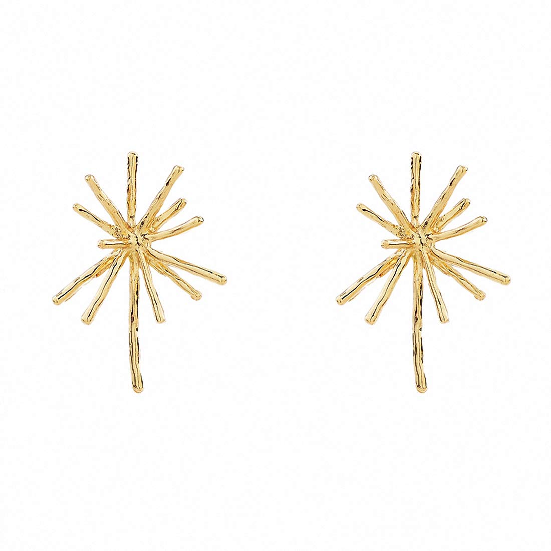 Jana WinkleGold Metal Firework Stud Earrings Women Big Earrings Studs Statement Chandelier Earrings