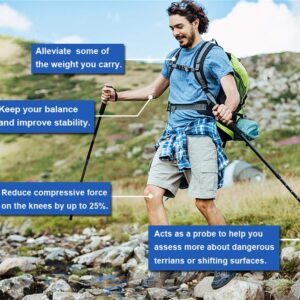 EASY BIG Walking Stick Trekking Poles Collapsible Hiking Poles - Auminum Alloy 7075 Trekking Sticks,Antishock and Quick Lock System, Telescopic, Collapsible, Ultralight