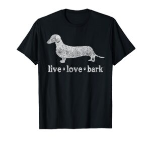 retro dachshund live love bark t-shirt