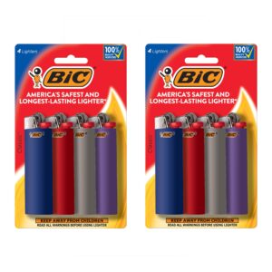 bic classic maxi pocket lighter, safe and reliable, assorted colors, 8-pack (colors and packaging may vary)