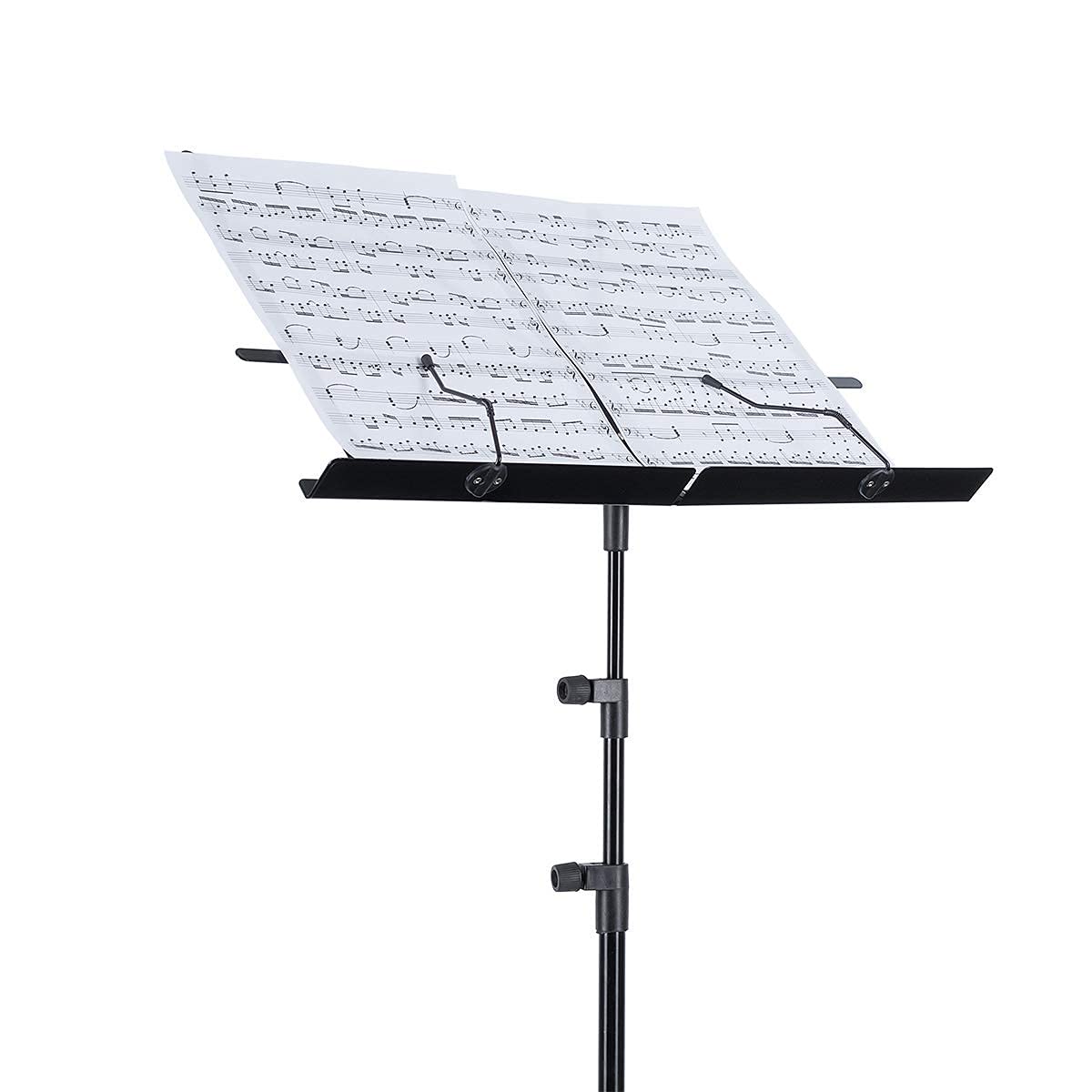 EASTROCK Folding Music Sheet Stand 2 in 1 Dual-Use Portable Foldable Music Stand Desktop Book Stand with Carrying Bag, Lightweight Metal Music Stand Holder Suitable for Instrumental Performance