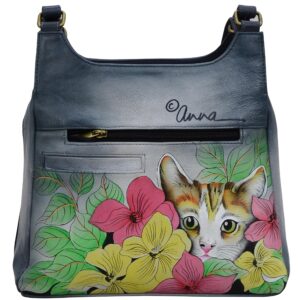 Anna by Anuschka Women's Hand-Painted Leather Triple Compartment Satchel, Three Kittens