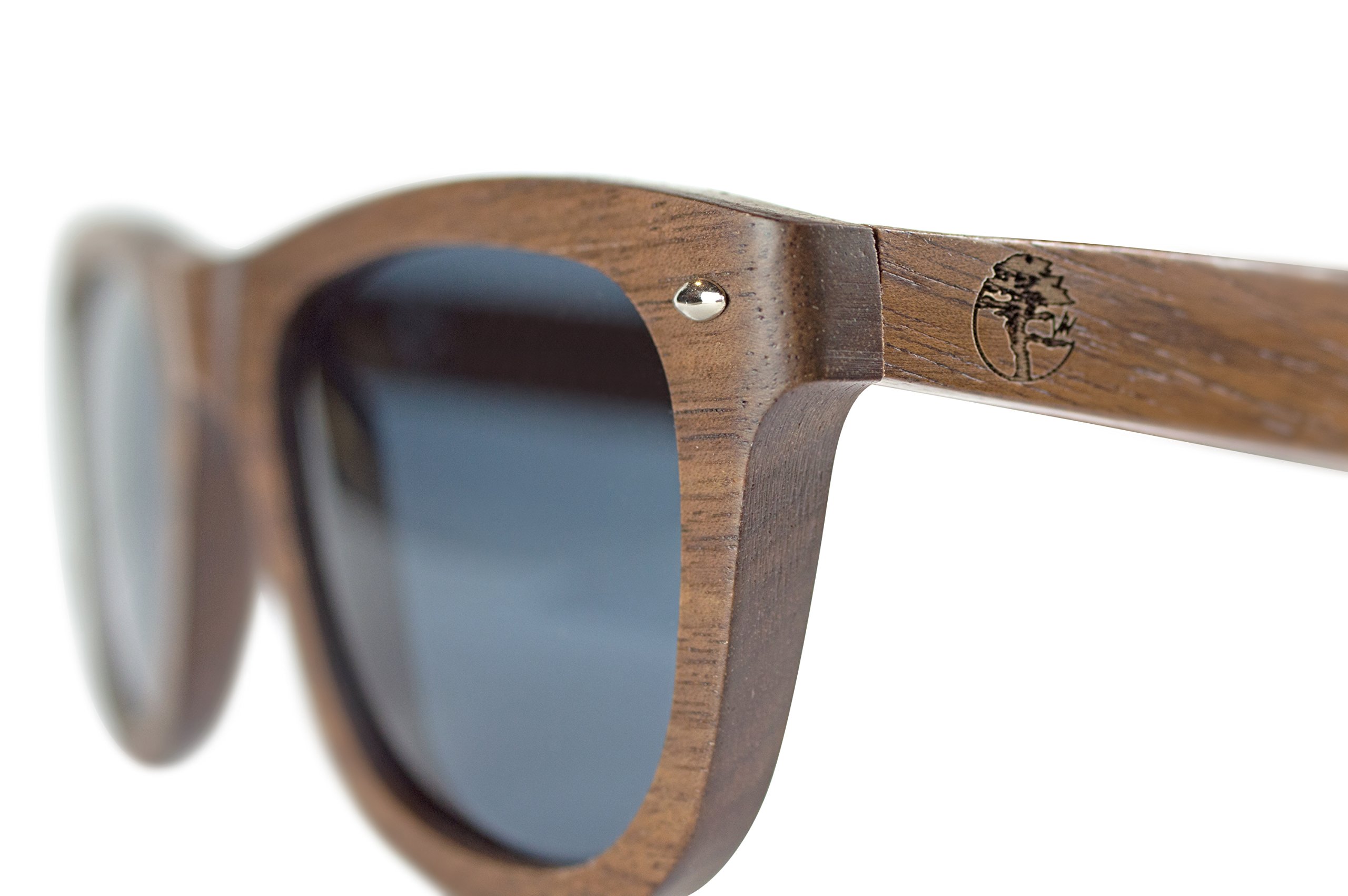 Viable Harvest Wood Sunglasses for Men & Women - Dark Polarized Lenses Block Sun & Glares - Handmade Wooden Craftsmanship & UV400 Lens - 100% UVA & UVB Protection - With Classy Gift Box - Walnut