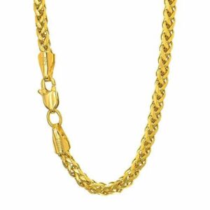 14K Yellow Gold 2.7mm Shiny Diamond-Cut Classic Semi-Solid Franco Chain Necklace for Pendants and Charms with Lobster-Claw Clasp (7.5", 18", 20" or 24 inch)