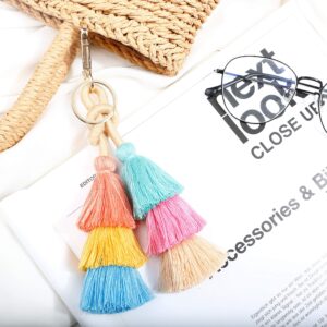 I-BOSOM Colorful Boho Pom Pom Tassel Bag Charm Key Chain (R01 style)