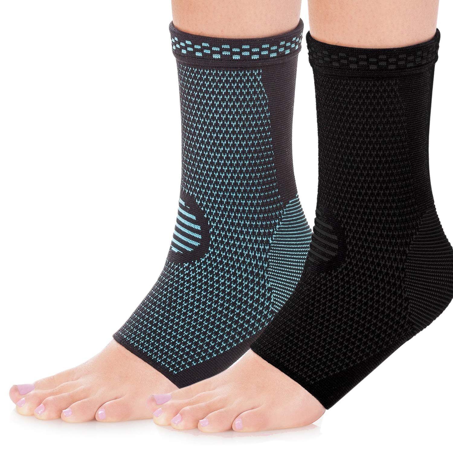 HaveDream Ankle Brace Compression Support Sleeve (2Pairs) for Injury Recovery, Joint Pain and More. Plantar Fasciitis Foot Socks with Arch Support, Eases Swelling, Heel Spurs, Achilles Tendon (S)