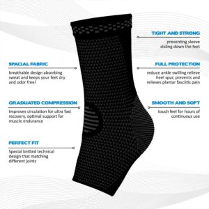 HaveDream Ankle Brace Compression Support Sleeve (2Pairs) for Injury Recovery, Joint Pain and More. Plantar Fasciitis Foot Socks with Arch Support, Eases Swelling, Heel Spurs, Achilles Tendon (S)