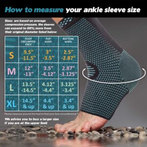 HaveDream Ankle Brace Compression Support Sleeve (2Pairs) for Injury Recovery, Joint Pain and More. Plantar Fasciitis Foot Socks with Arch Support, Eases Swelling, Heel Spurs, Achilles Tendon (S)