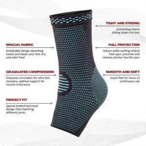 HaveDream Ankle Brace Compression Support Sleeve (2Pairs) for Injury Recovery, Joint Pain and More. Plantar Fasciitis Foot Socks with Arch Support, Eases Swelling, Heel Spurs, Achilles Tendon (S)