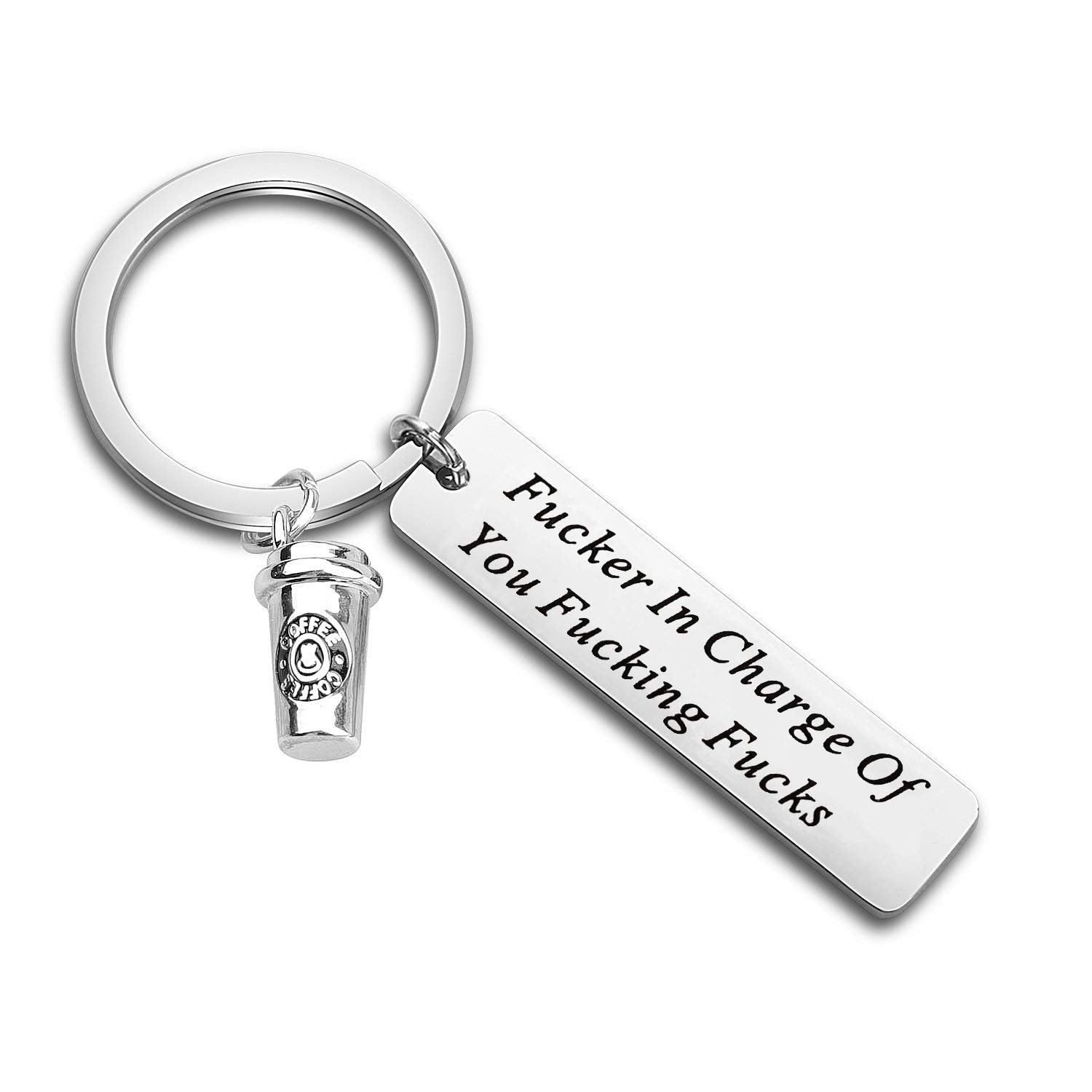 Gzrlyf Boss Keychain Fucker In Charge Of You Fucking Fucks Funny Boss Gifts (Funny Boss Keychain)