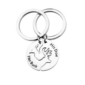 tgbje her buck his doe keychain set couple gift his and hers set matching keychains (her buck)