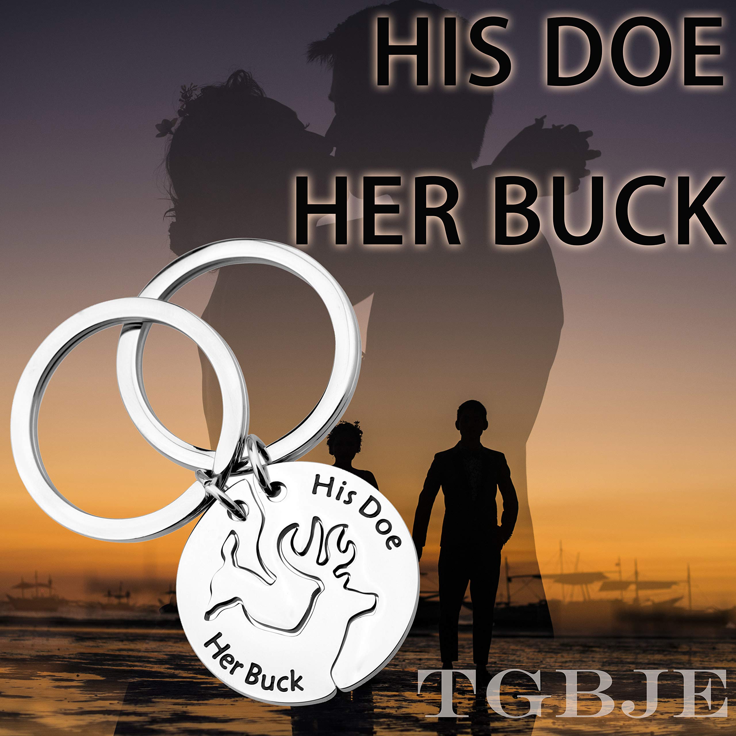 TGBJE Her Buck His Doe Keychain Set Couple Gift His and Hers Set Matching Keychains (Her Buck)