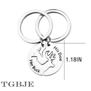 TGBJE Her Buck His Doe Keychain Set Couple Gift His and Hers Set Matching Keychains (Her Buck)