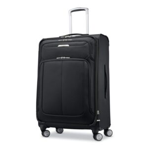 samsonite solyte dlx softside expandable luggage with spinner wheels, midnight black, checked-medium 25-inch