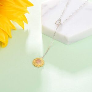 IOHUPCI Sunflower Necklace Jewelry 925 Sterling silver -You Are My Sunshine Pendant Necklaces Jewelry Fashion Y Pendant Gifts for Women Wife