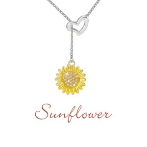 IOHUPCI Sunflower Necklace Jewelry 925 Sterling silver -You Are My Sunshine Pendant Necklaces Jewelry Fashion Y Pendant Gifts for Women Wife