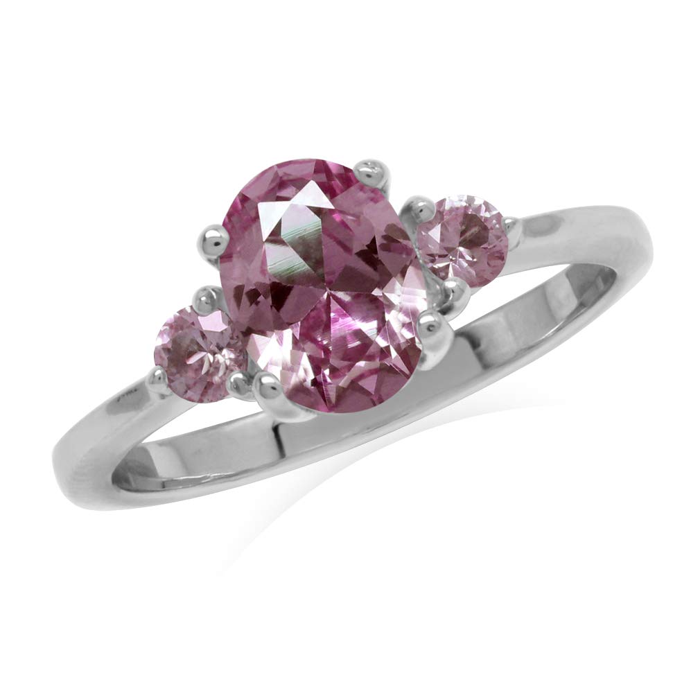 Silvershake 8X6mm Oval Shape Simulated Color Change Alexandrite White Gold Plated 925 Sterling Silver Engagement Ring Size 5.5