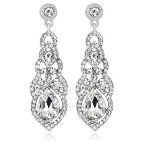 YINLI Austrian Crystal Rhinestone Bridal Wedding Dangle Earrings for Women Fashion Jewelry (Style 06)