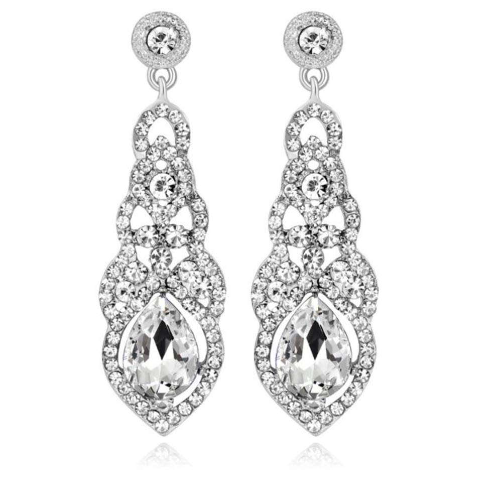 YINLI Austrian Crystal Rhinestone Bridal Wedding Dangle Earrings for Women Fashion Jewelry (Style 06)