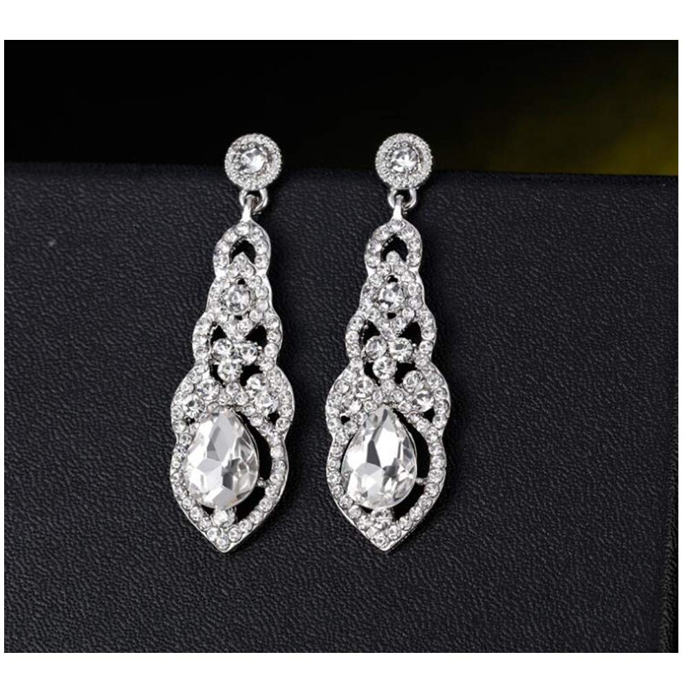 YINLI Austrian Crystal Rhinestone Bridal Wedding Dangle Earrings for Women Fashion Jewelry (Style 06)