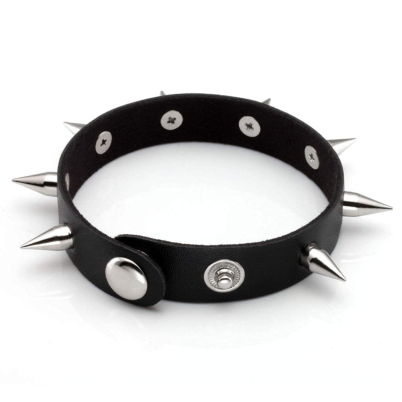 Mafnee Manfnee 2Pack Punk Goth Bracelet for Man Women Leather Spike Rivet Metal Studded Wristband Black