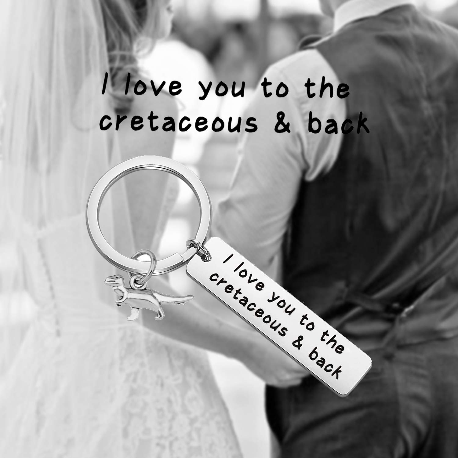 MYOSPARK Dinosaur Keychain I love You To The Cretaceous Back For Couple Dinosaur Lover (Dinosaur Keychain)